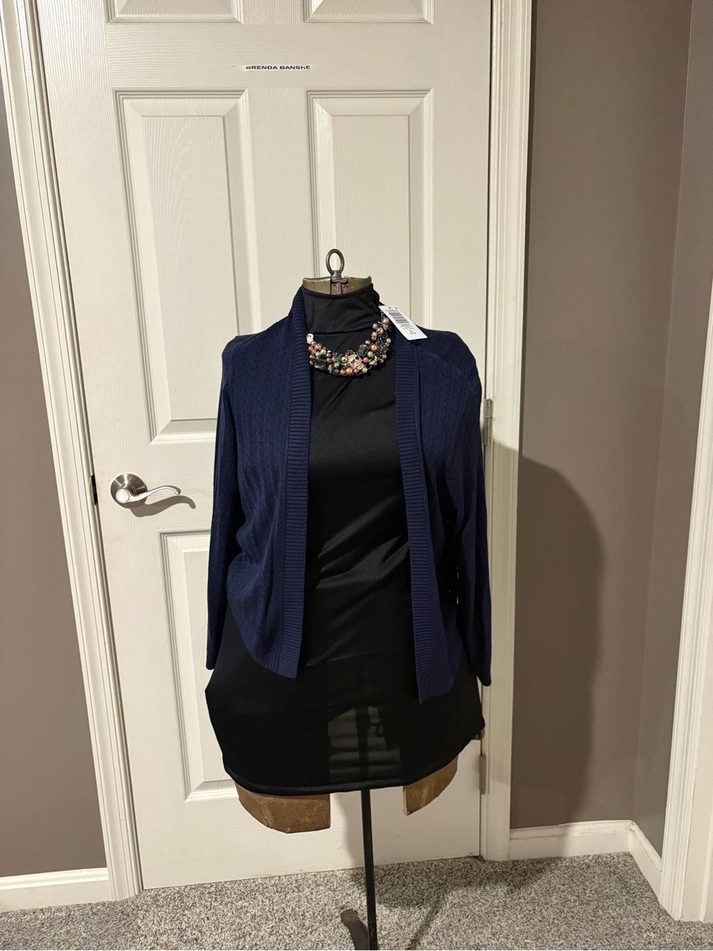 NWT Torrid 1X Navy Pointelle Open Front Shrug Cardigan 14–16